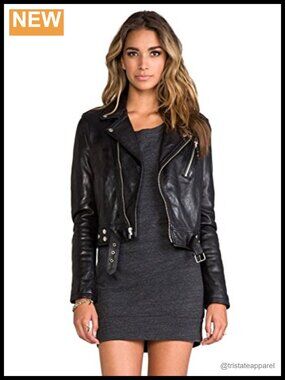 Genuine Leather Biker Jacket Asymmetric Zipper Motorcycle Style